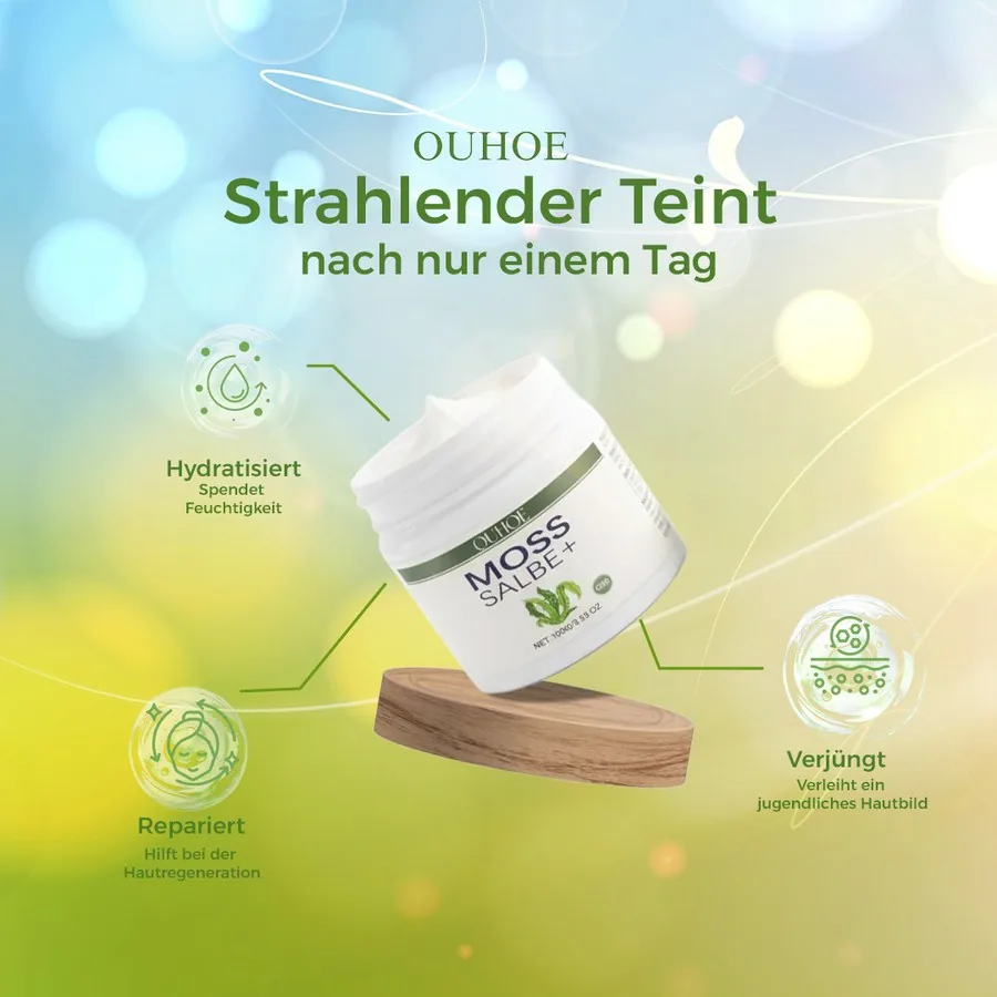 Ouhoe Cosmetic ad, Strahlender Teint nach nur einem Tag, colorful background